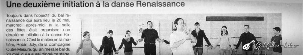 <titreaudio>articles</titreaudio> :  initiation aux danses de la Renaissance à l’École Municipale de Musique de Sargé (prof. Cyril Gilbert), intervention de Robin Joly