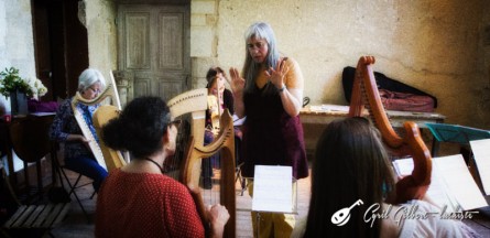 <titrephoto>photos</titrephoto> : stage de harpes anciennes à l’abbaye de Tuffé organisé par <em>À Plaisir</em>