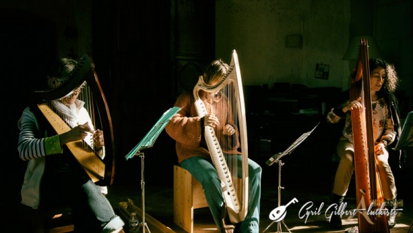 <titrephoto>photos</titrephoto> : stage de harpes anciennes organisé par l’association <em>À Plaisir</em> (coord. Cyril Gilbert), encadré par Carole Dessoubrais.